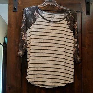 Maurice's 24/7 baseball 3/4 sleeve striped top